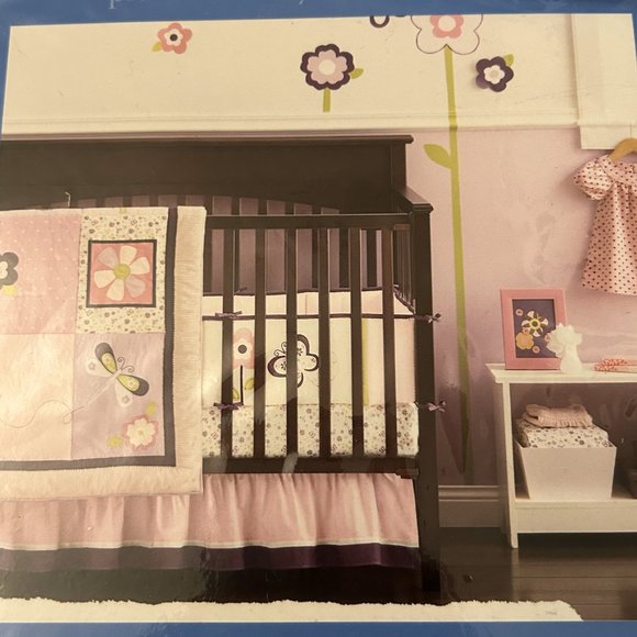 Tiddliwinks Baby Girl Purple and Pink Polka Dot Full Size Crib Dust Ruffle (NWT) - Picture 3 of 3